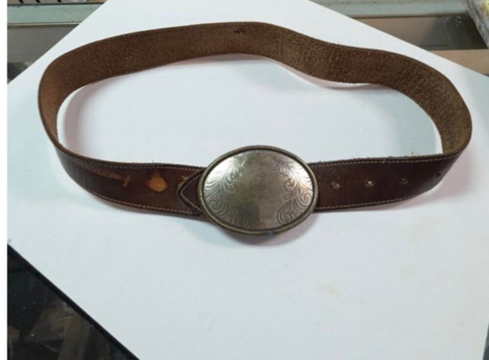 Old Navy Vintage Brown Leather Belt Oval Metal Buckle Boho Western Y2K Size 32